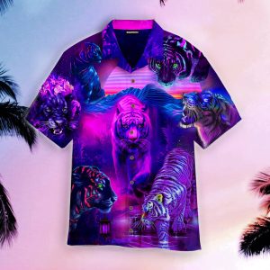 The Roar Of The Neon Tiger King Hawaiian Shirt | Unisex | Adult | Wt1404- For men and women