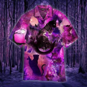 The Shadow Of Blue Cat Under The Moonlight Hawaiian Shirt- For men and women - Fanshubus