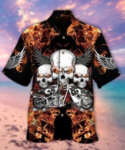 Three Skulls Halloween Hawaiian Shirt- For men and women - Fanshubus