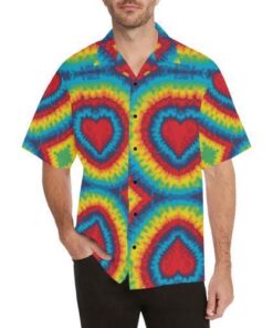 Tie Dye Heart shape Hawaiian Shirt