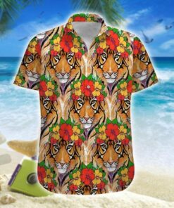 Tiger Hisbiscus Flowers Hawaiian Shirt- For men and women - Fanshubus