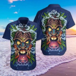 Tiki Head Hawaiians Navy Awesome Design Hawaiian Shirt- For men and women - Fanshubus