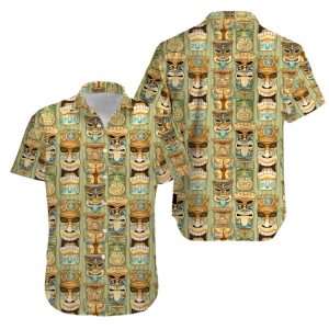 Tiki mask vintage Aloha Hawaiian Shirts- For men and women - Fanshubus