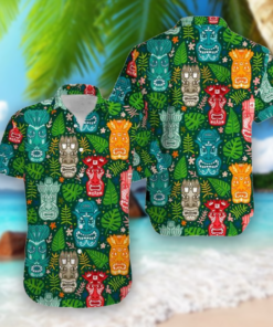 Tiki Tropical Green Aloha Hawaiian Shirt- For men and women - Fanshubus