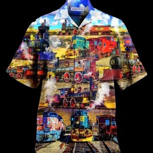 Train Colorful Best Design Hawaiian Shirt- For men and women - Fanshubus