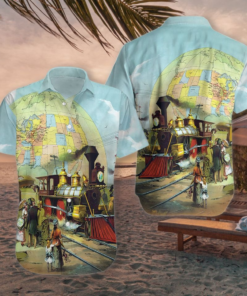 Transcontinental Locomotive Hawaiian Shirt | For Men &amp; Women | Adult |- For men and women - Fanshubus