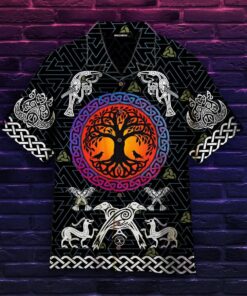 Tree Of Life Viking Symbols Hawaiian Shirt- For men and women - Fanshubus