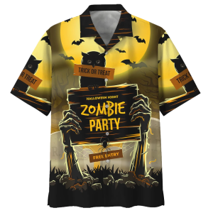 Trick Or Treat Zombie Party Halloween Hawaiian Shirt- For men and women - Fanshubus