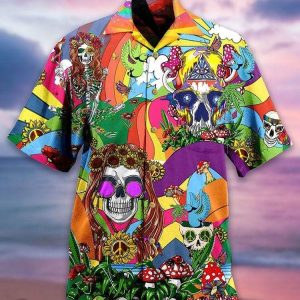 Trippy Skull Sunflower Hawaiian Shirt- For men and women - Fanshubus