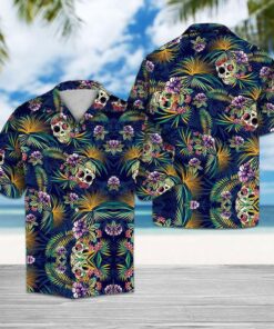 Tropical Blue Skull Hawaiian Shirt - For Men and Women - Fanshubus