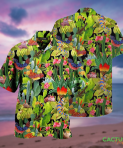 Tropical Cactus and Reptiles Cute Unisex Hawaiian Shirt- For men and women - Fanshubus