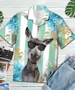 Tropical Donkey Blue Amazing Design Hawaiian Shirt- For men and women - Fanshubus