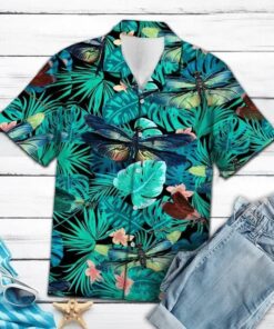 Tropical Dragonfly Green Nice Design Hawaiian Shirt- For men and women - Fanshubus