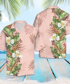 Tropical Giraffe Pink Amazing Design Hawaiian Shirt- For men and women - Fanshubus