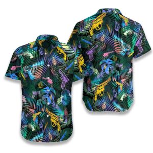 Tropical Gun Lover Pattern Hawaiian Shirt | For Men &amp; Women | Adult |- For men and women - Fanshubus