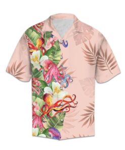 Tropical Octopus Pink Amazing Design Hawaiian Shirt- For men and women - Fanshubus