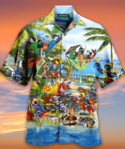 Tropical Parrot Shirtummer BeacheShirt UniShirtex Aloha Hawaiian Shirt- For men and women - Fanshubus