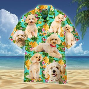 Tropical Pineapple Poodle Dog Hawaiian Shirt | For Men &amp; Women | Adult |- For men and women - Fanshubus