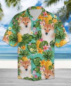 Tropical Pineapple Shiba Hawaiian Shirt