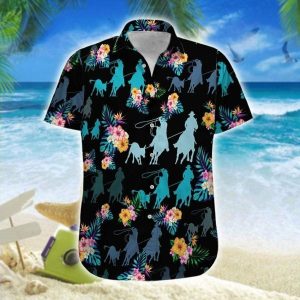Tropical Team Roping Hawaiian Shirt | For Men &amp; Women | Adult |- For men and women - Fanshubus