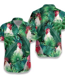 Tropical White Rooster Hawaiian Shirt- For men and women - Fanshubus