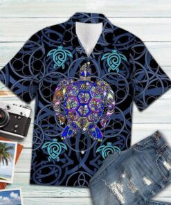 Turtle Blue Mandala Hawaiian Shirt - For men and women - Fanshubus