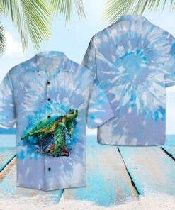 Turtle Blue Tie Dye Blue Best Design Hawaiian Shirt- For men and women - Fanshubus