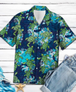 Turtle Flower Mandala Print Polyester Hawaiian Shirt- For men and women - Fanshubus