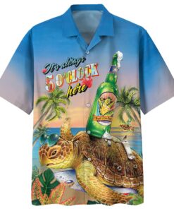 Turtle It's always five o'clock here Hawaiian Shirt- For men and women - Fanshubus