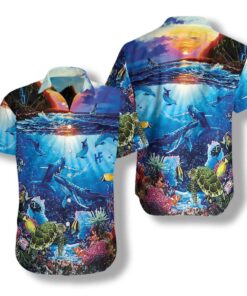 Turtle Under The Sea Hawaiian Shirt- For men and women - Fanshubus