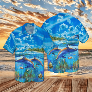 Two Dolphins Under The Sea Hawaiian Shirt- For men and women - Fanshubus