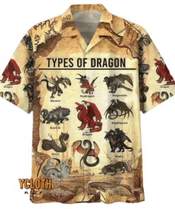 Types Of Dragon Brown Unique Design Hawaiian Shirt- For men and women - Fanshubus