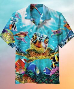 Underwater World Turtle Hawaiian Shirt - For men and women - Fanshubus