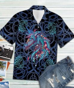 Unicorn Blue Mandala Hawaiian Shirt - For men and women - Fanshubus