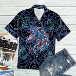 Unicorn Blue Mandala Hawaiian Shirt | Unisex | Adult | Hw5884- For men and women