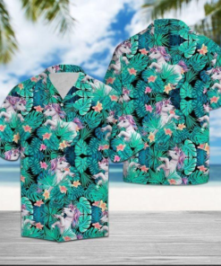 Unicorn Tropical Polyester Hawaiian Shirt- For men and women - Fanshubus