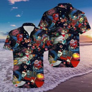 Universe Santa Claus Astronaut Hawaiian Shirt | For Men &amp; Women | Adult | Hw8095- For men and women