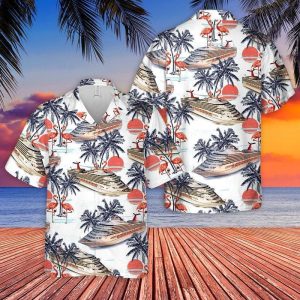 US Cruise Ship Half Moon Cay Flamingo Wine Hawaiian Shirt- For men and women - Fanshubus