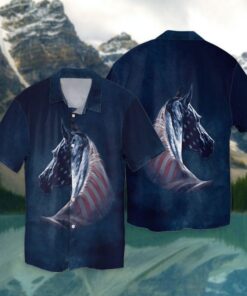 Usa Horse 3D Full Print Hawaiian Shirt Shirt- For men and women - Fanshubus