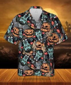 Vampire &amp; Pumpkinn Halloween Hawaiian Shirt- For men and women - Fanshubus