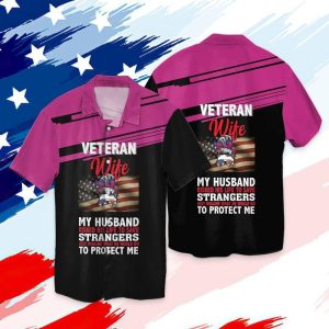 Veteran Wife Pink And Black 3D Full Print Hawaiian Shirt Shirt- For men and women - Fanshubus