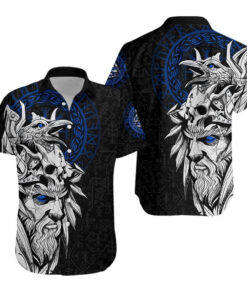 Viking Odin Raven Blue Hawaiian Shirt- For men and women - Fanshubus