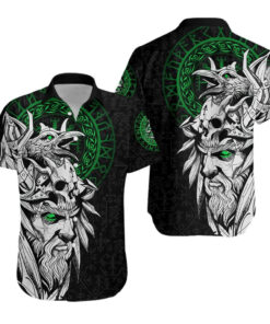 Viking Odin Raven Green Hawaiian Shirt- For men and women - Fanshubus