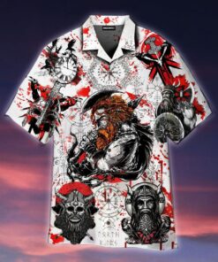 Viking On Red Moon Hawaiian Shirt - For men and women - Fanshubus