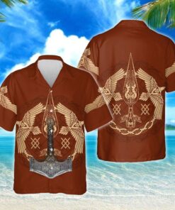 Viking Ravens Mjolnir Hawaiian Shirt - For Men and Women Fanshubus