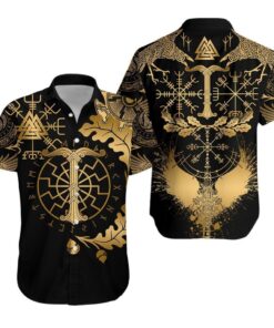 Viking Valknut Vegvisir With Irminsul Hawaiian Shirt | For Men &amp; Women | Adult |- For men and women - Fanshubus