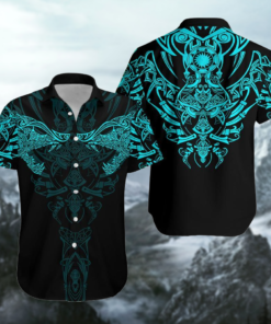 Viking Wolf Turquoise Hawaiian Shirt - For Men and Women - Fanshubus