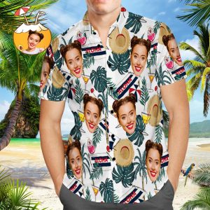Vintage Aloha Hawaiian Shirt with Funny Sun Hats - Custom Photo Regular Fit Short Sleeve Shirts - For men and women - Fanshubus