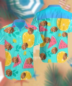 Vizslas Turquoise Fashion Design Hawaiian Shirt- For men and women - Fanshubus