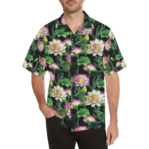 Water Lily Pattern Print Design WL0 Hawaiian Shirt- For men and women - Fanshubus